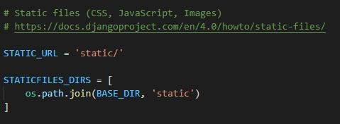 code of ordinary static settings in django