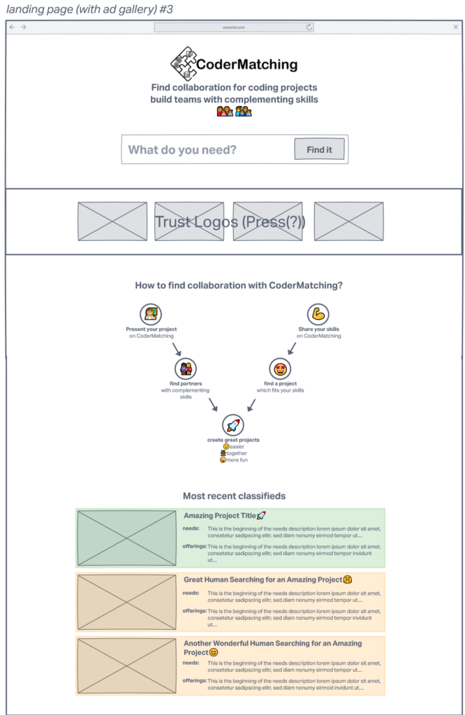 Wireframe Landing Page